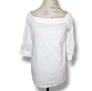 Lila Rose White Off Shoulder Cotton  3/4 Sleeve Casual Top - Size Large